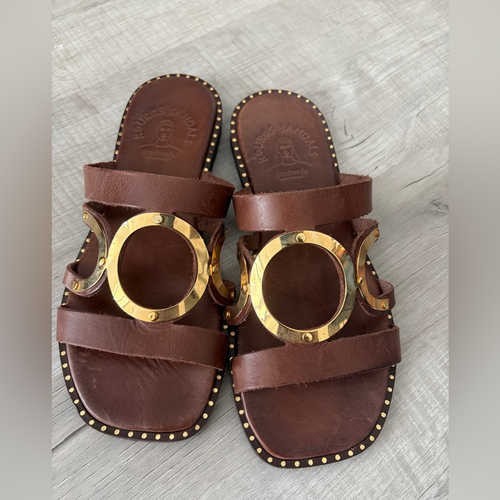 Handmade Greek Leather Sandals - Size 37